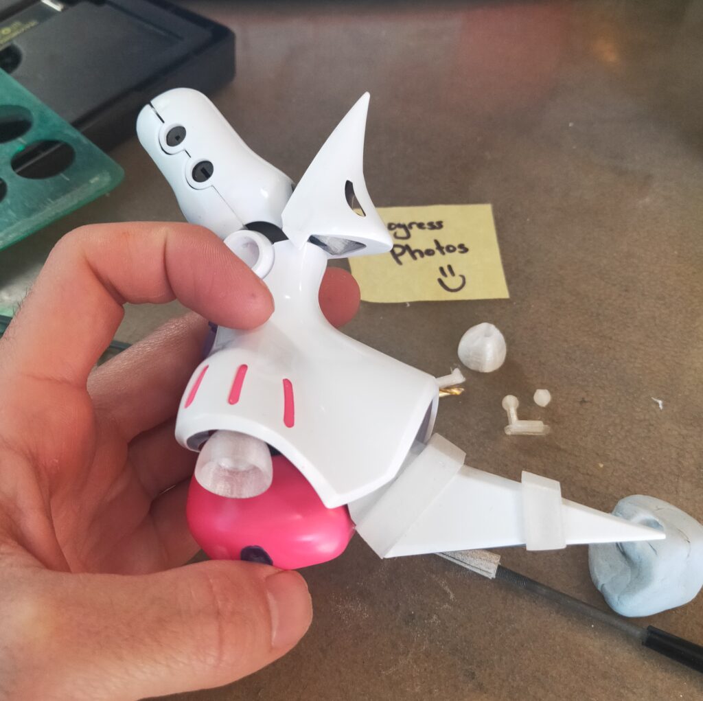 bandai mg qubeley custom - 3d printed thruster detail