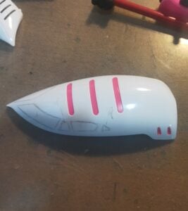 bandai mg qubeley - customization - marking out extra details on binder